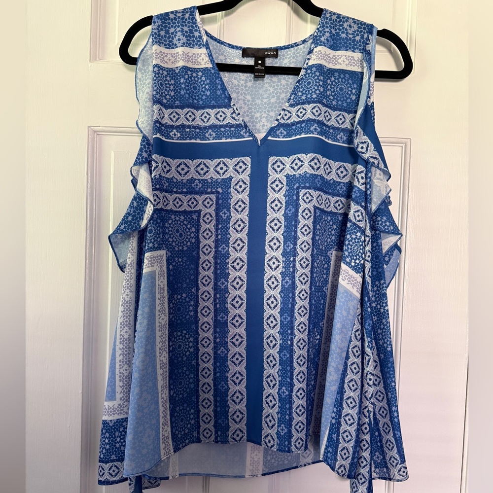 Aqua Cold Shoulder Blouse